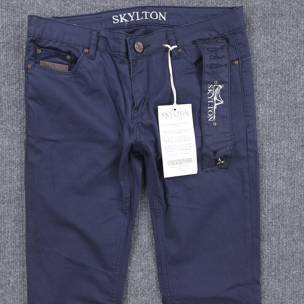 Skylton Jeans Womens 27 Navy Blue Straight Slim Stretch Denim Casual Pants